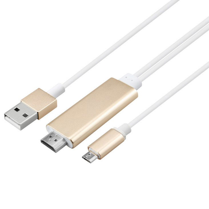 Micro USB MHL to HDMI Cable, HD TV Cable for Samsung Android Smart Phones and Tablets (Gold)